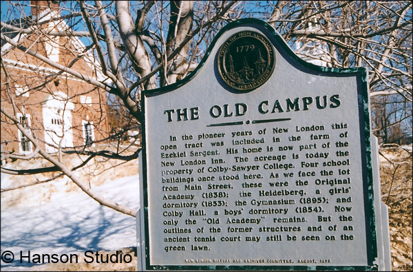 New London, NH - Old Campus Sign - Winter